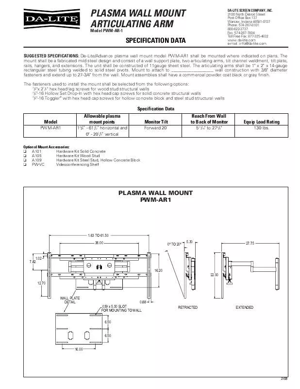 Mode d'emploi DA-LITE PWM-AR-1