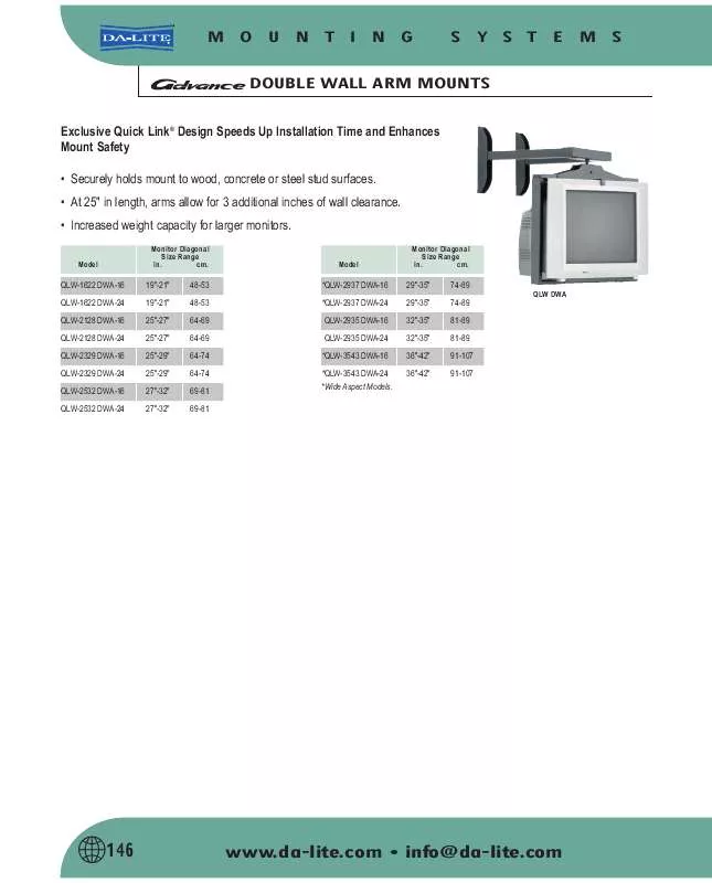 Mode d'emploi DA-LITE QLW DWA