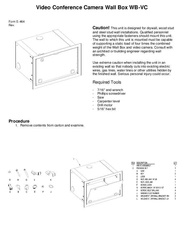 Mode d'emploi DA-LITE WB-VC