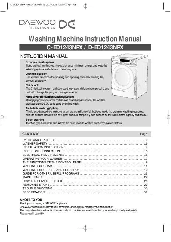 Mode d'emploi DAEWOO D-ED1243NPX