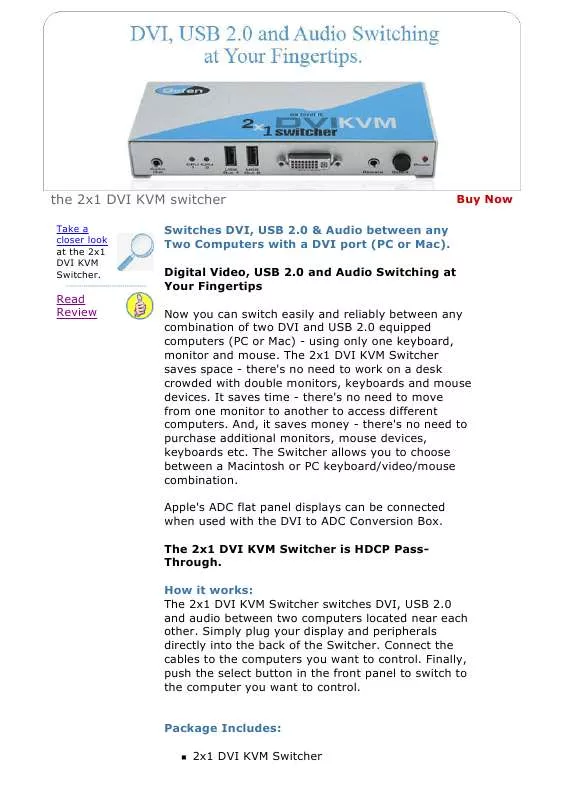 Mode d'emploi DAXTEN 2X1 DVI KVM SWITCHER