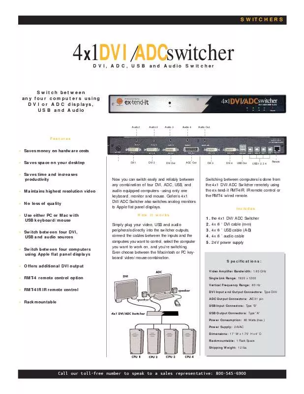 Mode d'emploi DAXTEN 4X1 DVI ADC SWITCHER