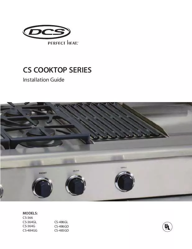 Mode d'emploi DCS CS COOKTOP INSTALL