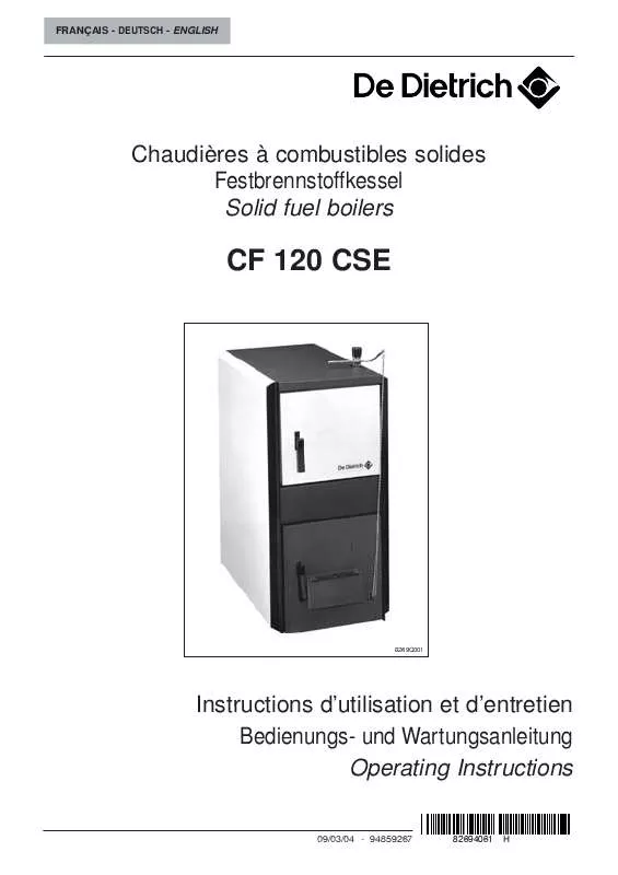 Mode d'emploi DE DIETRICH CF 120 CSE