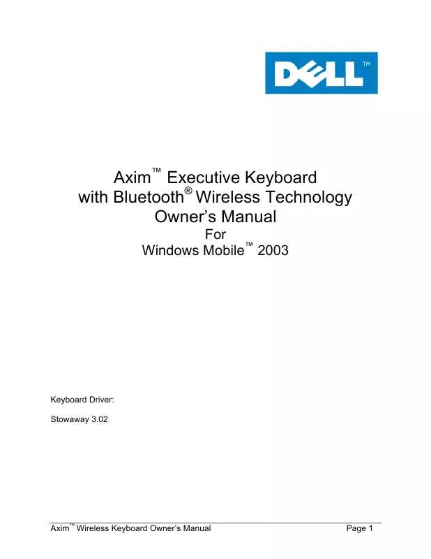 Mode d'emploi DELL AXIM AXIM KEYBOARD