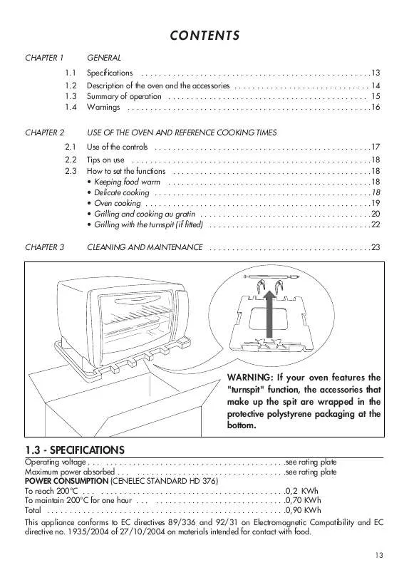 Mode d'emploi DELONGHI EO 1835