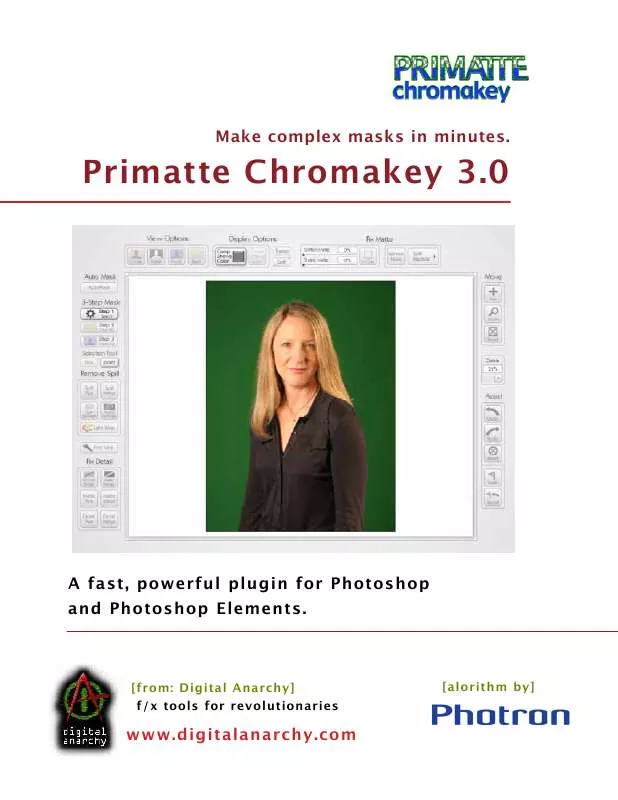 Mode d'emploi DIGITAL ANARCHY PRIMATTE CHROMAKEY 3.0