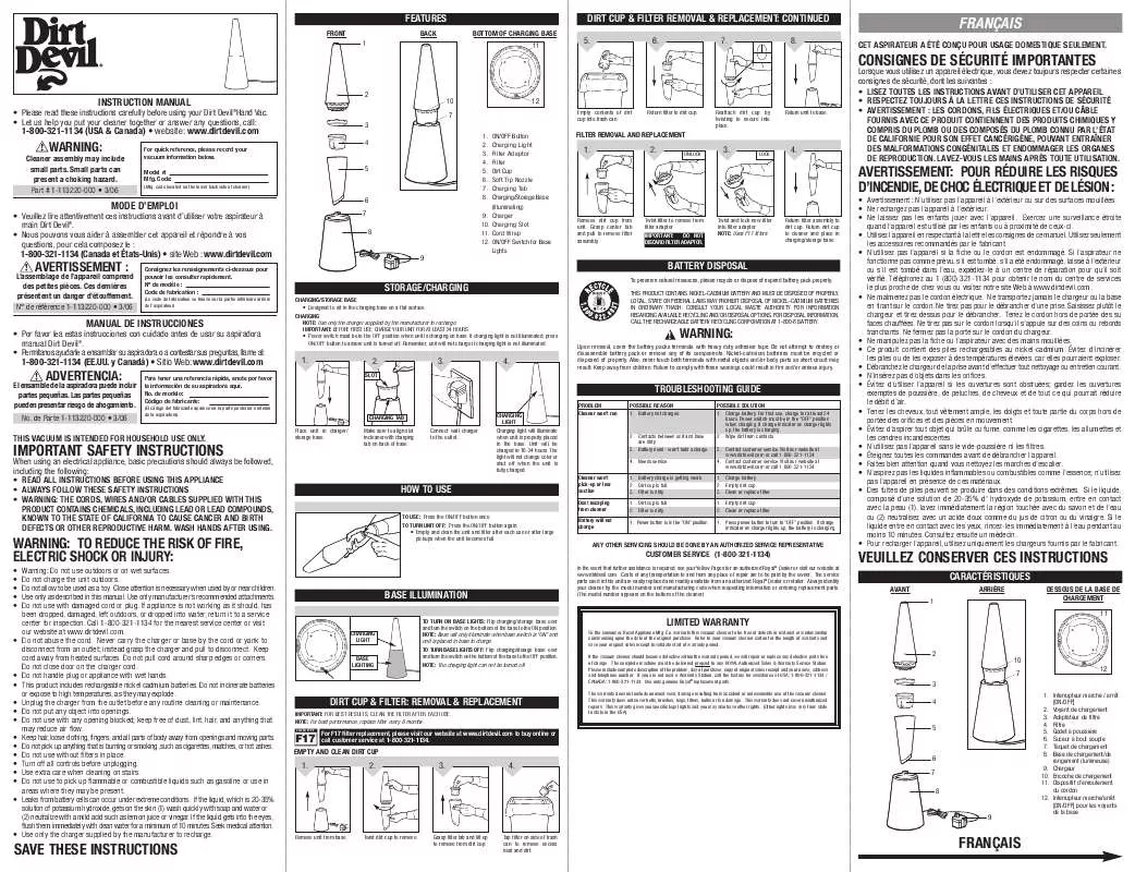 Mode d'emploi DIRTDEVIL M0212