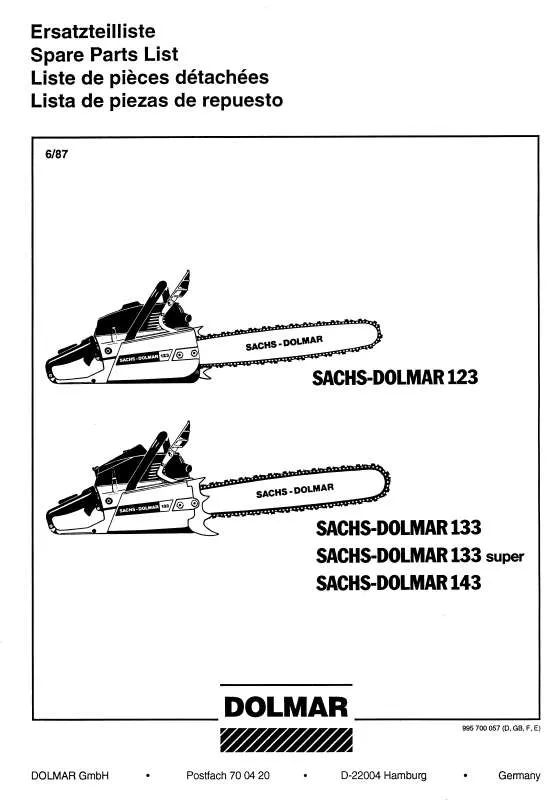 Mode d'emploi DOLMAR 123