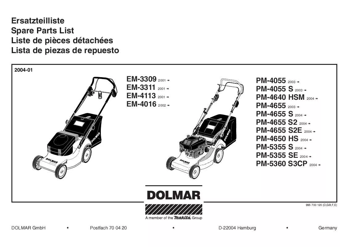 Mode d'emploi DOLMAR EM-4016