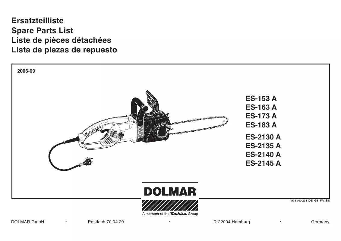 Mode d'emploi DOLMAR ES-183 A