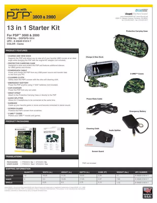 Mode d'emploi DREAMGEAR 13 IN 1 STARTER KIT