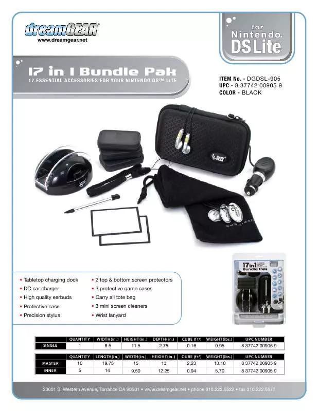 Mode d'emploi DREAMGEAR 17 IN 1 BUNDLE PAK