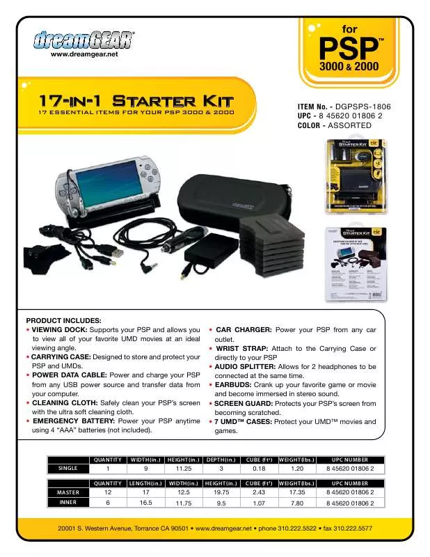 Mode d'emploi DREAMGEAR 17 IN 1 STARTER KIT