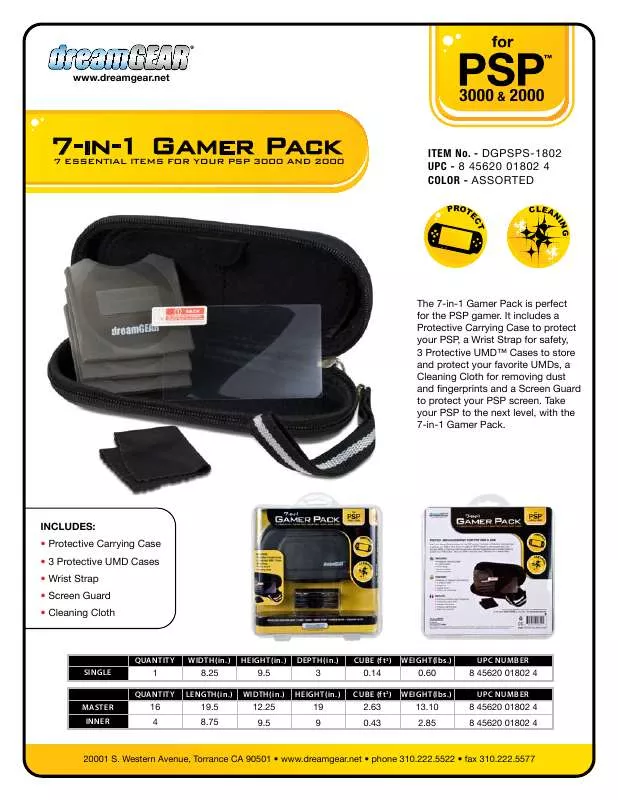 Mode d'emploi DREAMGEAR 7 IN 1 GAMER PACK