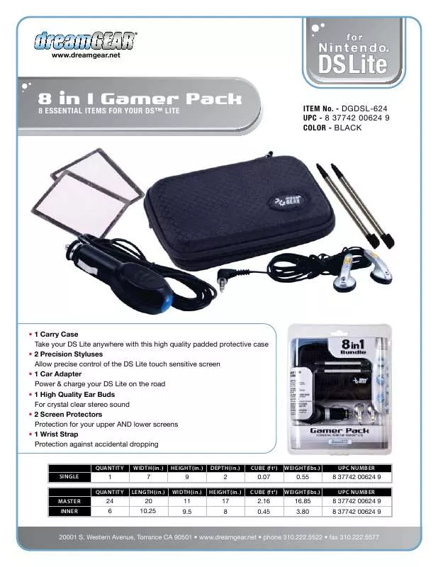 Mode d'emploi DREAMGEAR 8 IN 1 GAMER PACK