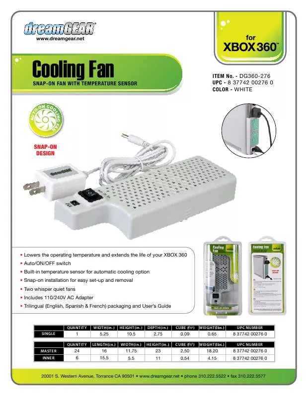 Mode d'emploi DREAMGEAR COOLING FAN