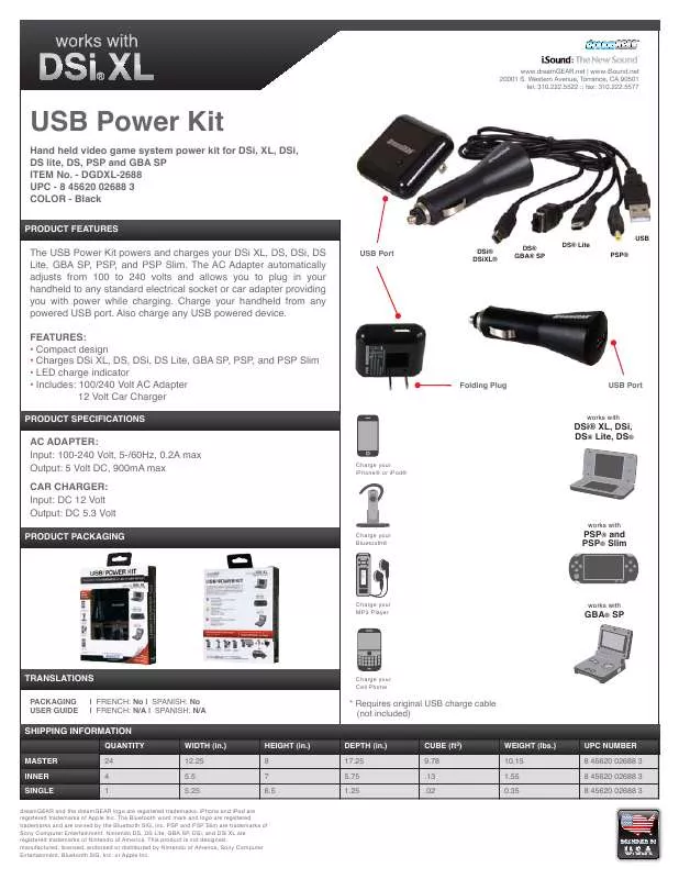 Mode d'emploi DREAMGEAR DGDXL-2688