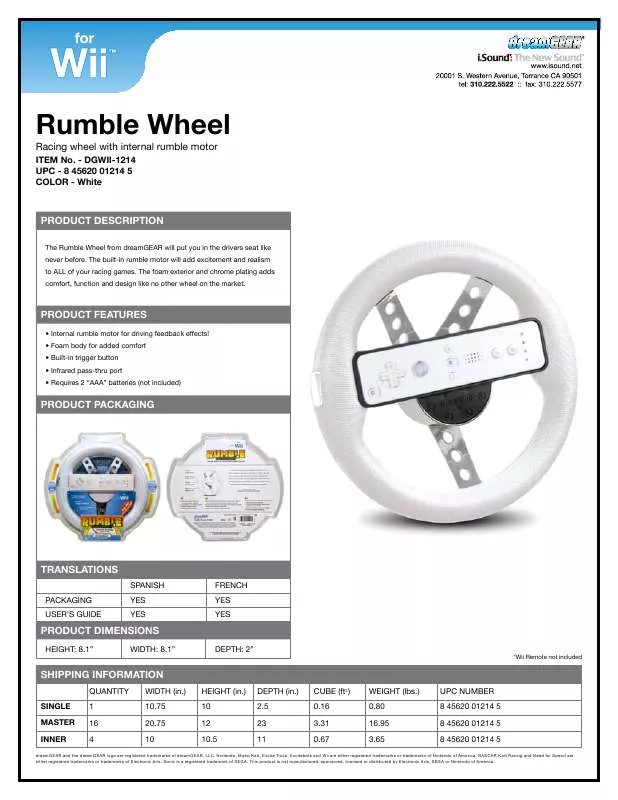 Mode d'emploi DREAMGEAR DGWII-1214