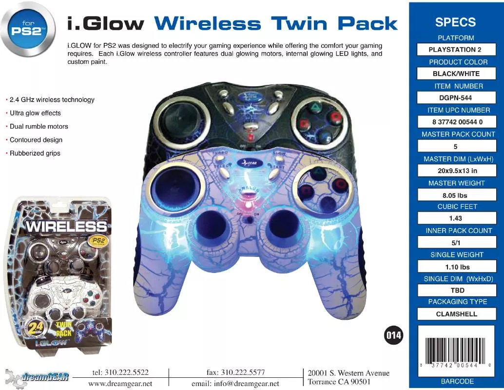 Mode d'emploi DREAMGEAR IGLOW WIRELESS TWIN PACK