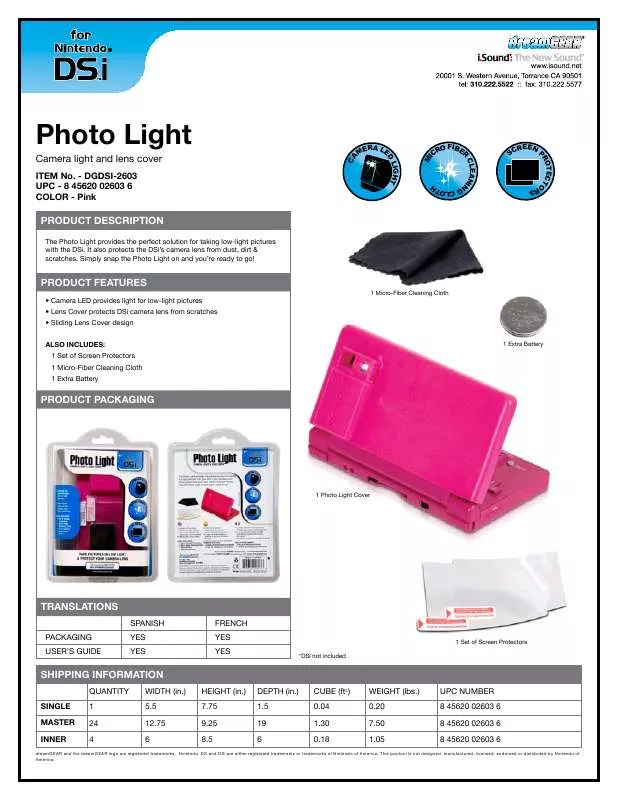 Mode d'emploi DREAMGEAR PHOTO LIGHT