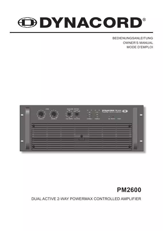 Mode d'emploi DYNACORD PM2600