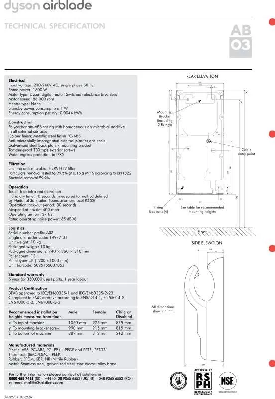 Mode d'emploi DYSON AIRBLADE AB03