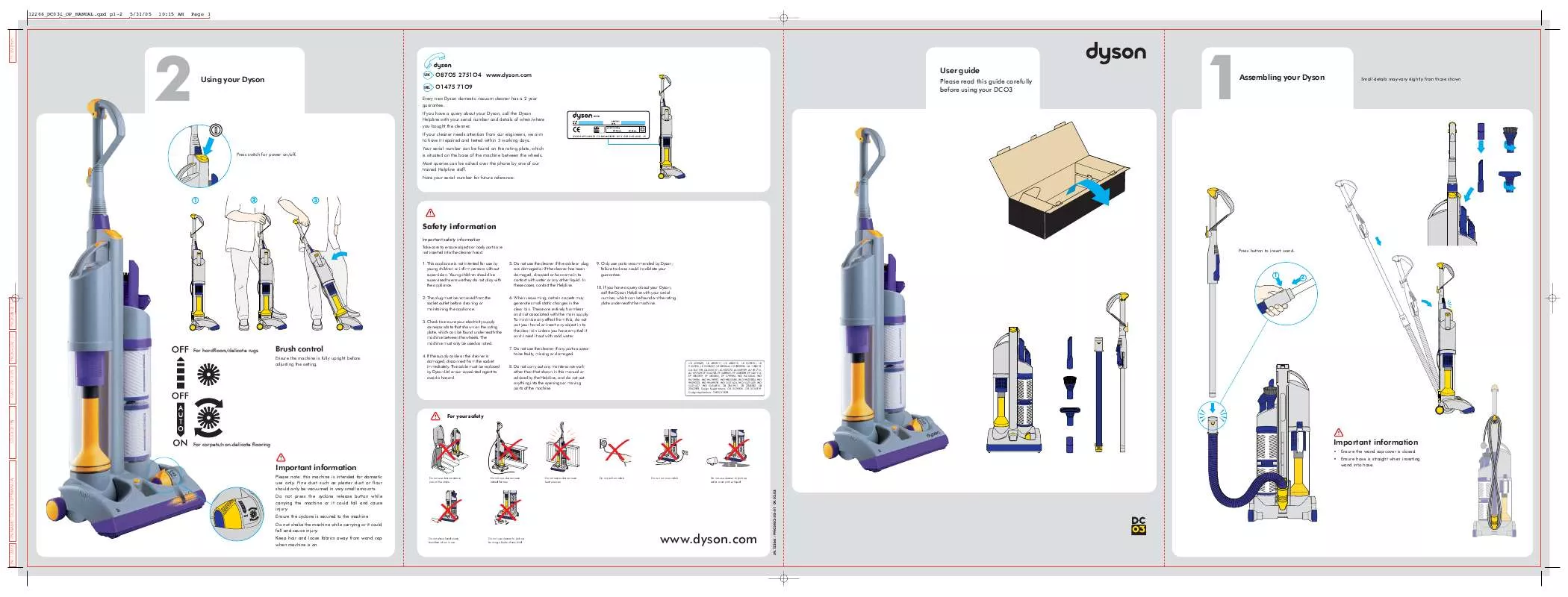 Mode d'emploi DYSON DC03I