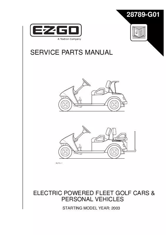 Mode d'emploi E-Z-GO ELECTRIC POWERED FLEET GOLF CARS & PERSONAL VEHICLES