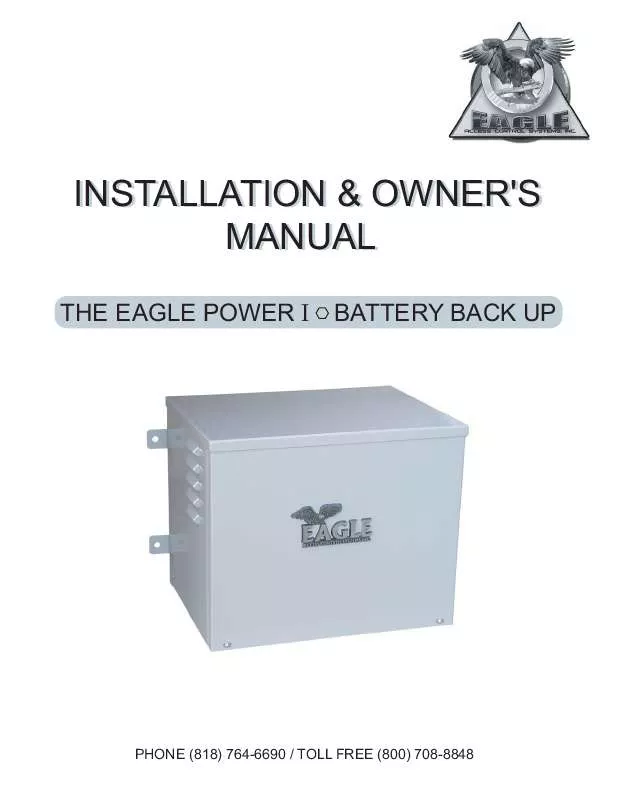 Mode d'emploi EAGLE ACCESS CONTROL SYSTEMS POWER I