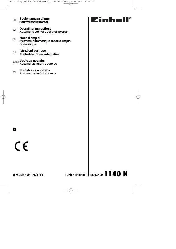 Mode d'emploi EINHELL BG-AW 1140 N