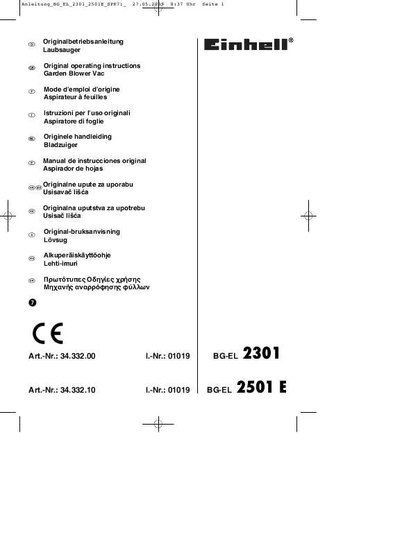 Mode d'emploi EINHELL BG-EL 2301