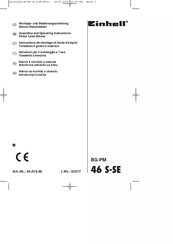 Mode d'emploi EINHELL BG-PM 46 S-SE