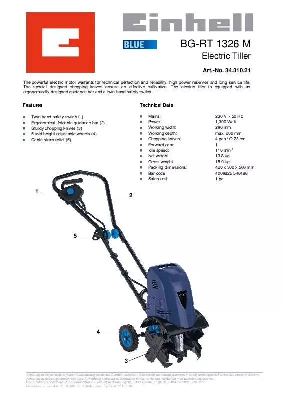 Mode d'emploi EINHELL BG-RT 1326 M