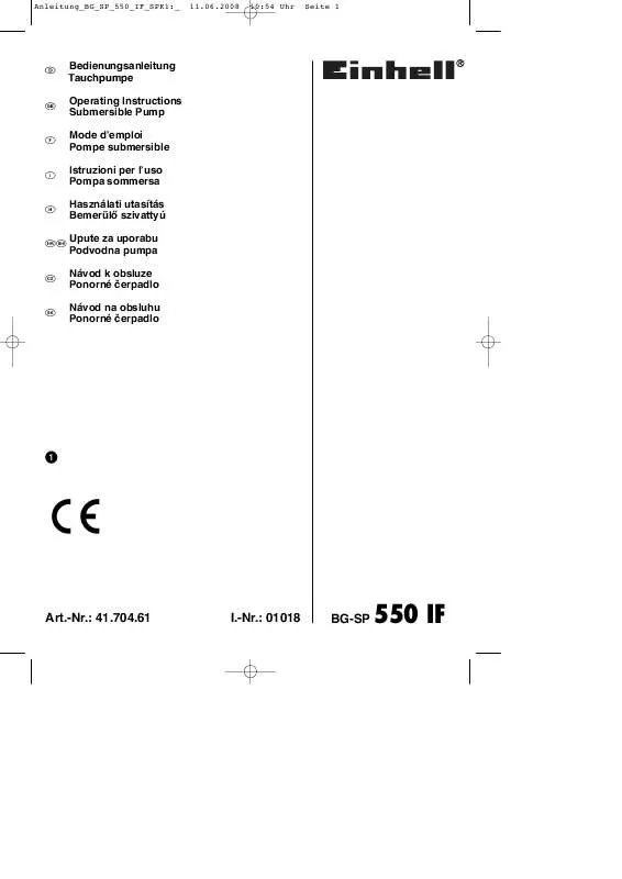 Mode d'emploi EINHELL BG-SP 500 IF