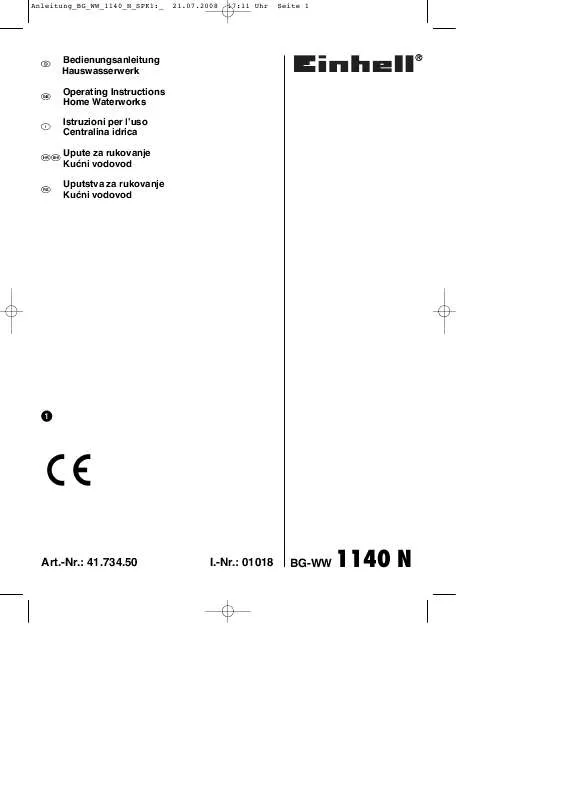 Mode d'emploi EINHELL BG-WW 1140 N