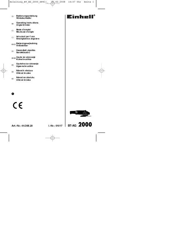 Mode d'emploi EINHELL BT-AG 2000