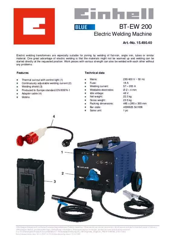 Mode d'emploi EINHELL BT-EW 200