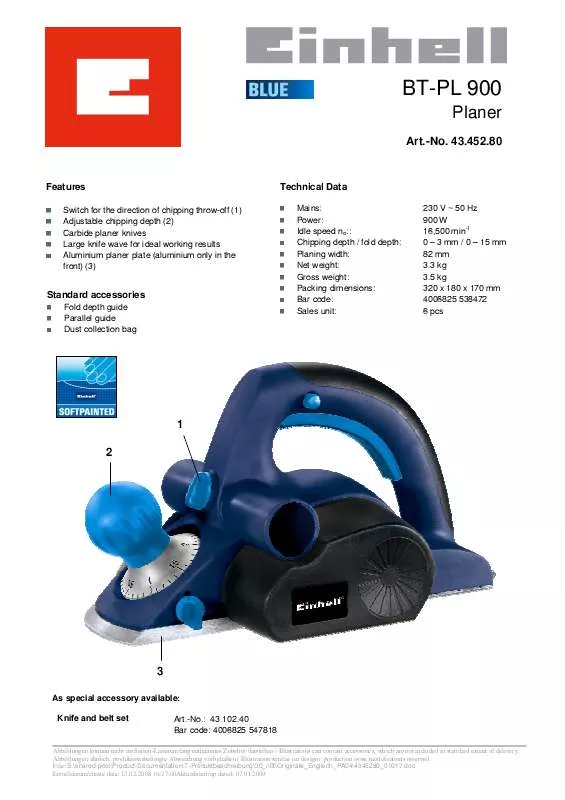 Mode d'emploi EINHELL BT-PL 900