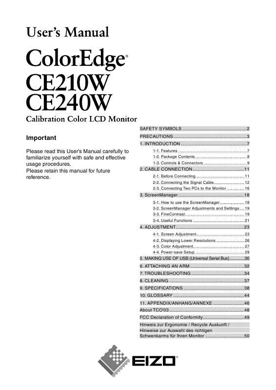 Mode d'emploi EIZO COLOREDGE CE210W