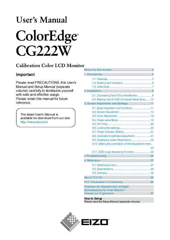 Mode d'emploi EIZO COLOREDGE CG222W