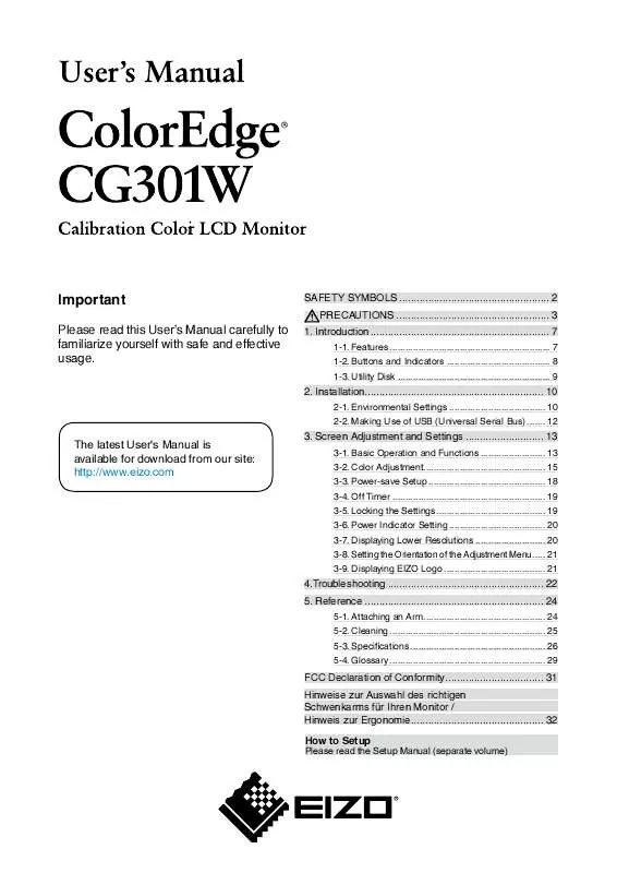 Mode d'emploi EIZO COLOREDGE CG301W