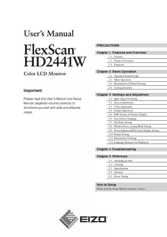 Mode d'emploi EIZO FLEXSCAN HD2441W