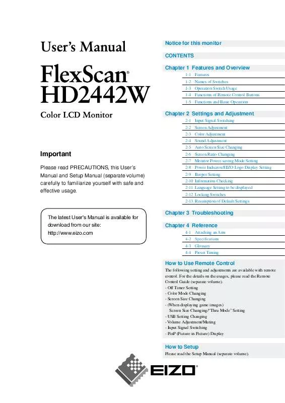 Mode d'emploi EIZO FLEXSCAN HD2442W