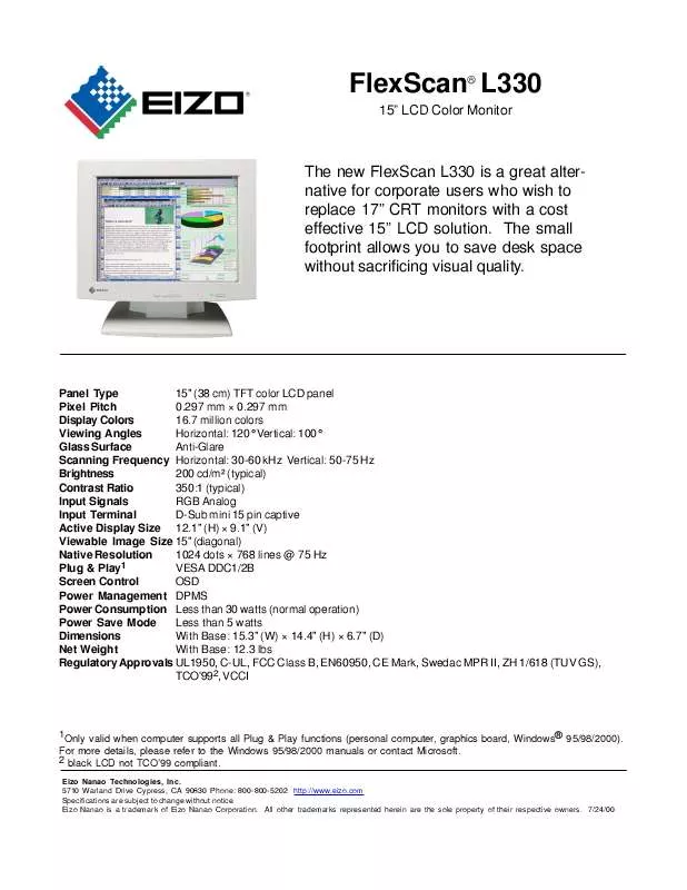 Mode d'emploi EIZO FLEXSCAN L330