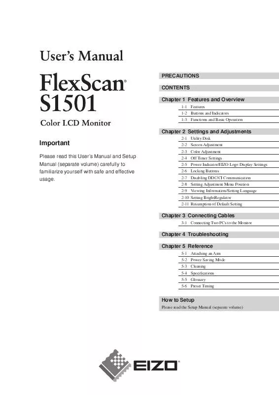 Mode d'emploi EIZO FLEXSCAN S1501