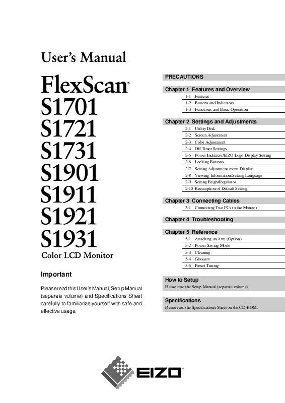 Mode d'emploi EIZO FLEXSCAN S1701