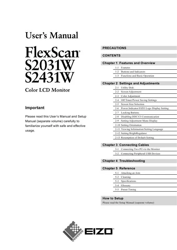 Mode d'emploi EIZO FLEXSCAN S2031W