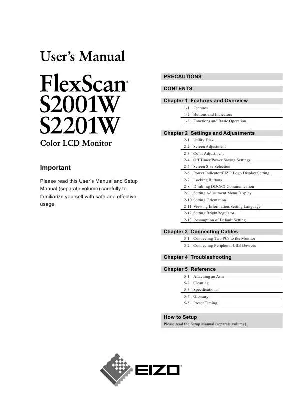 Mode d'emploi EIZO FLEXSCAN S2201W