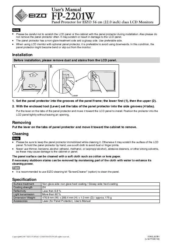 Mode d'emploi EIZO FP-2201W